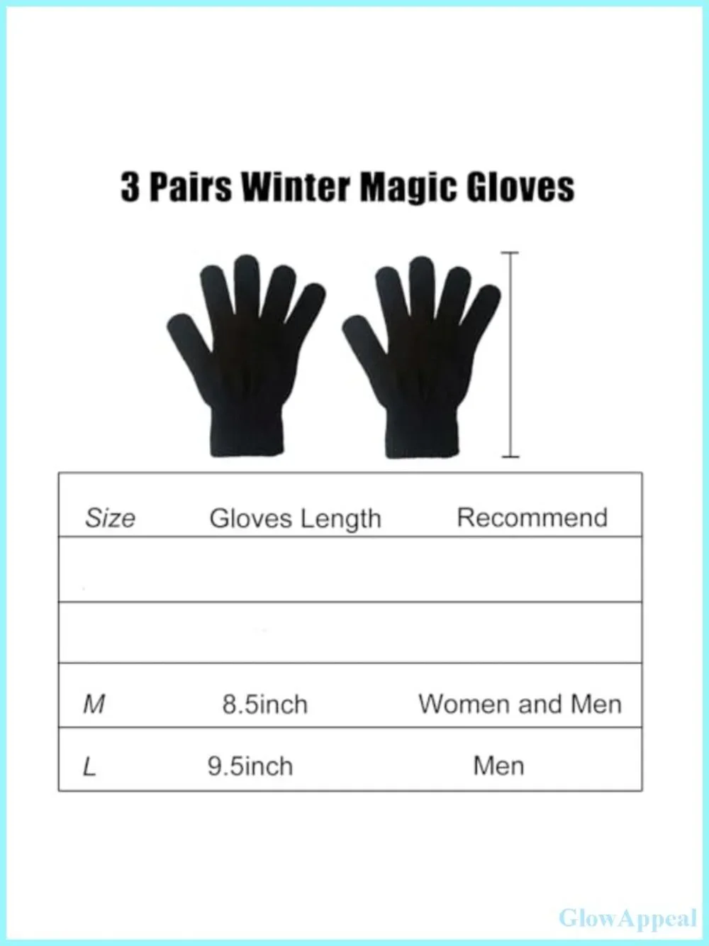 3 Pairs Magic Knit Gloves Unisex Winter Warm Stretchy Running